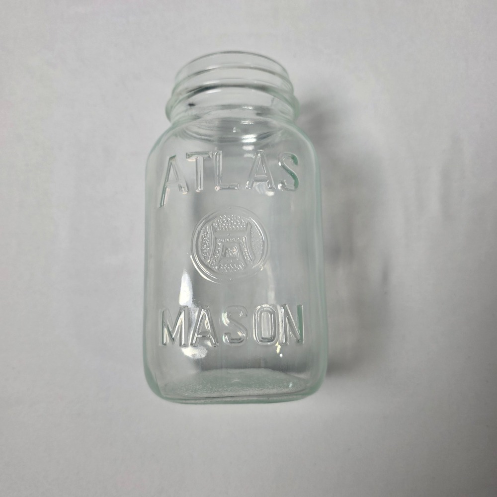 Atlas Mason Quart‎ Jar Square Shoulder Vintage Hazel Atlas Logo V K 2-111 1950's